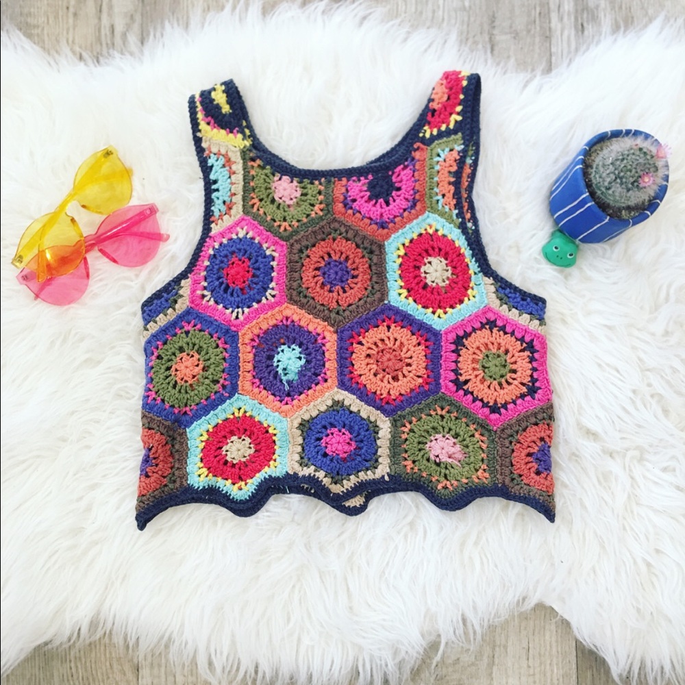 Desert Hexagon Knit Crop Tank ☮️🌵